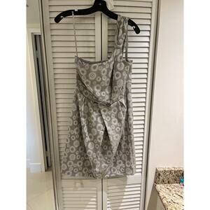 Moulinette Soeurs SilverGrey Single Strap Dress 8 with 2 Rhinestone Buttons A+